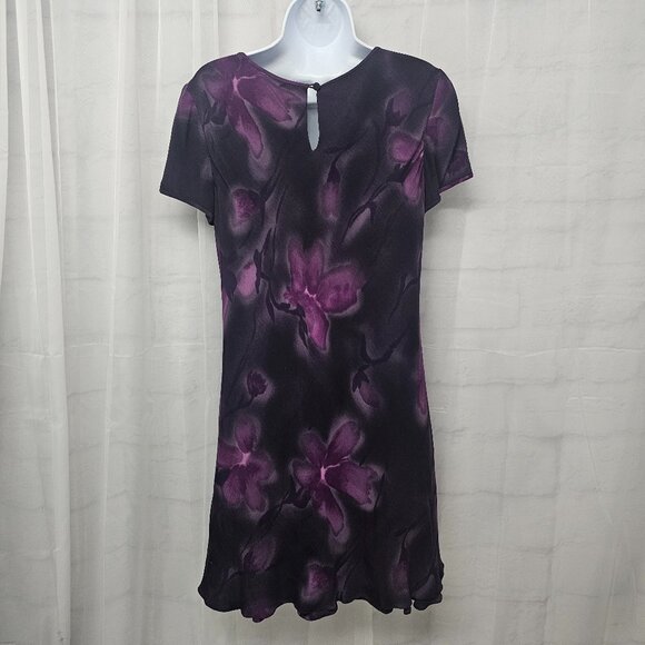 Vintage Liz Claiborne Dress Purple Floral Goth Whimsigoth Grunge 8 - Picture 6 of 12